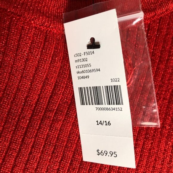 Lane Byrant Red sparkly sweeter with Small silver button on the shoulders 14/16 - Picture 6 of 7